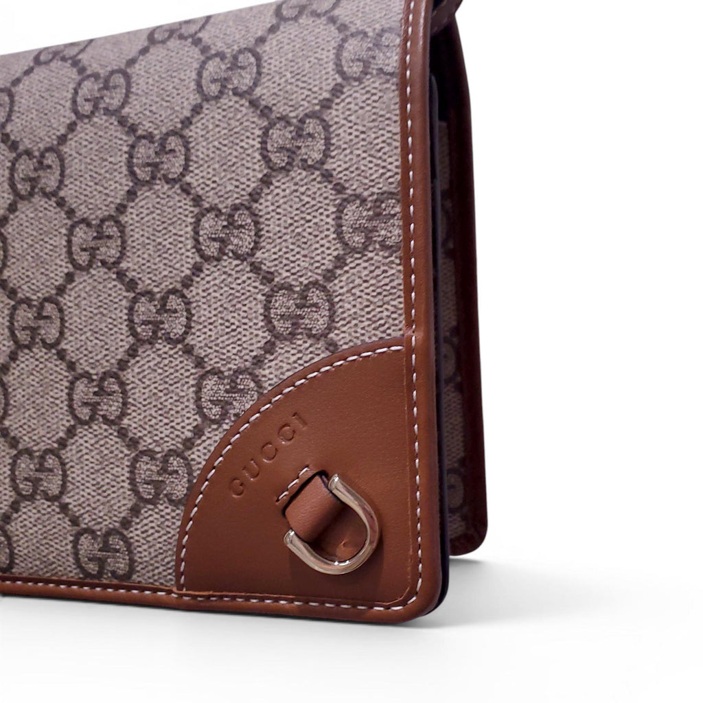 GUCCI GG EMBLEM WALLET WITH LEATHER STRAP