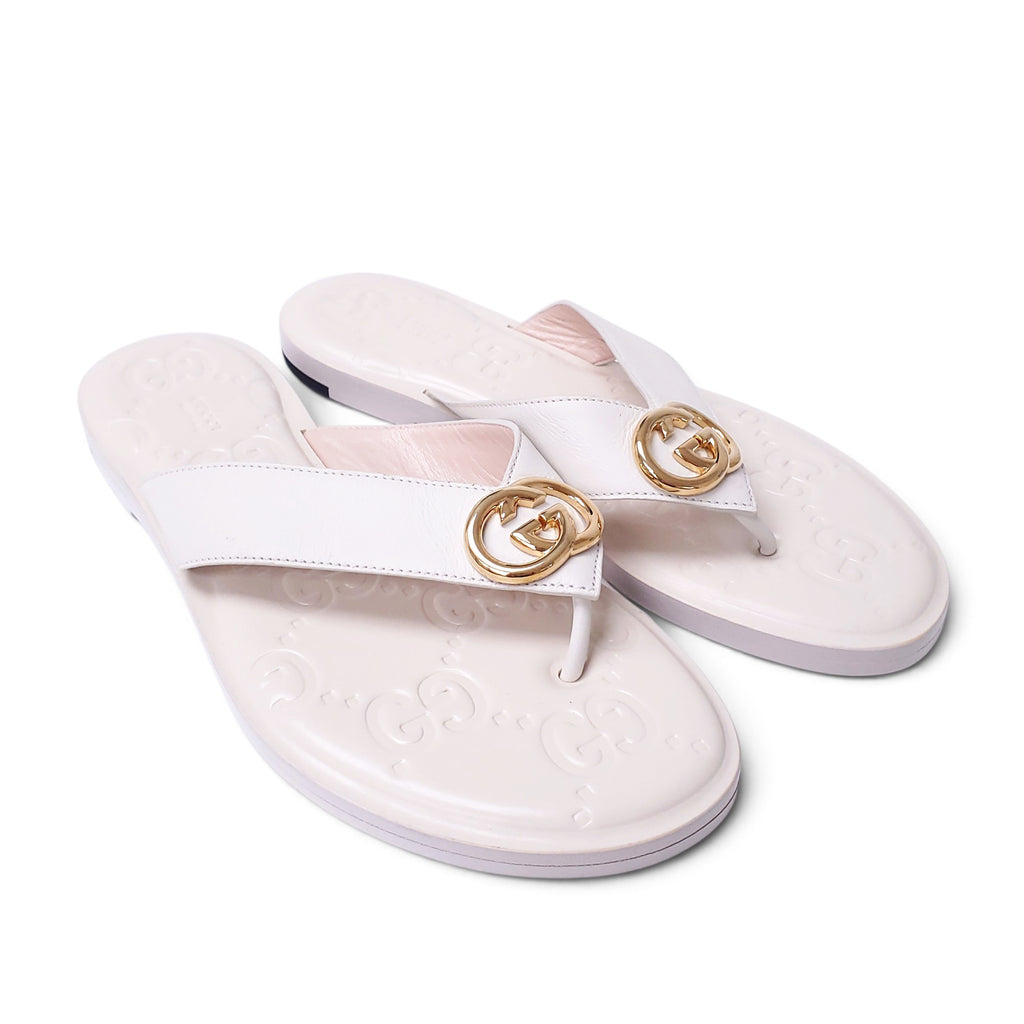 GUCCI GG LEATHER SANDALS WITH MARMONT LOGO - SIZE 39
