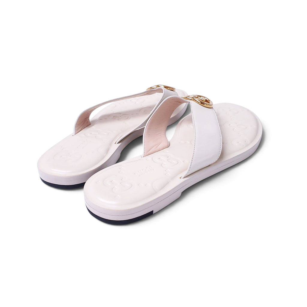 GUCCI GG LEATHER SANDALS WITH MARMONT LOGO - SIZE 39