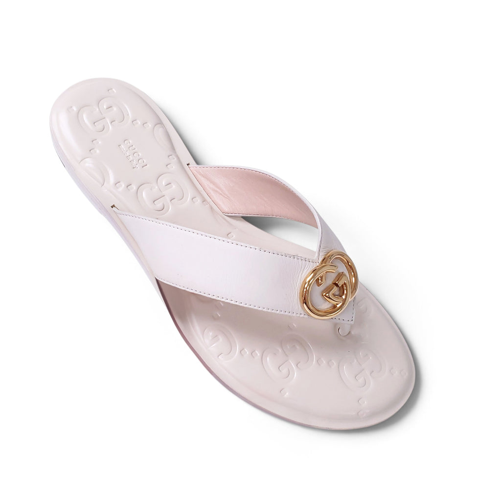 GUCCI GG LEATHER SANDALS WITH MARMONT LOGO - SIZE 39