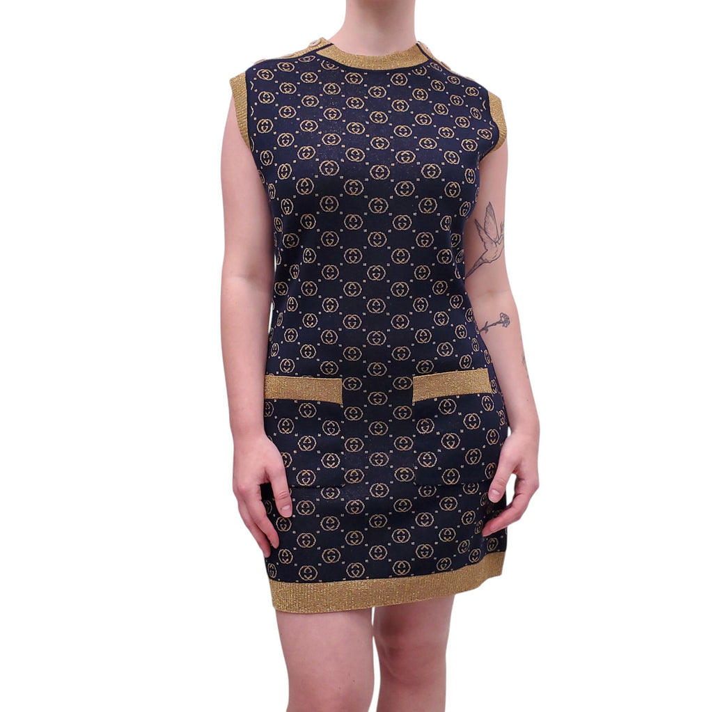 GUCCI GG  LOGO METALLIC DRESS - SIZE S