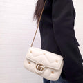 GUCCI GG MARMONT SMALL SHOULDER BAG IN IVORY WITH GG GOLD LOGOS
