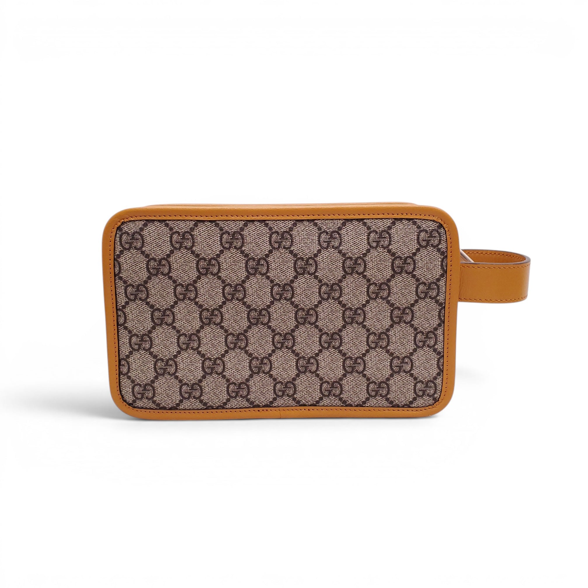 GUCCI GG SUPREME MONOGRAM CALFSKIN LEATHER TRAVEL POUCH – Rewind