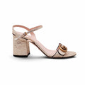 GUCCI GOLD METALLIC MARMONT BLOCK HEELS - SIZE 37.5