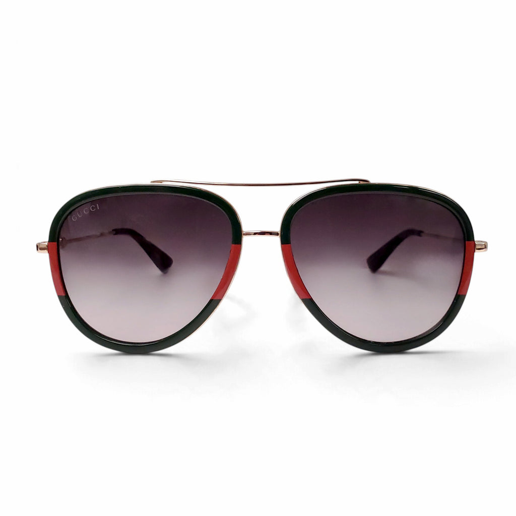 GUCCI GREEN AND RED AVIATOR SUNGLASSES