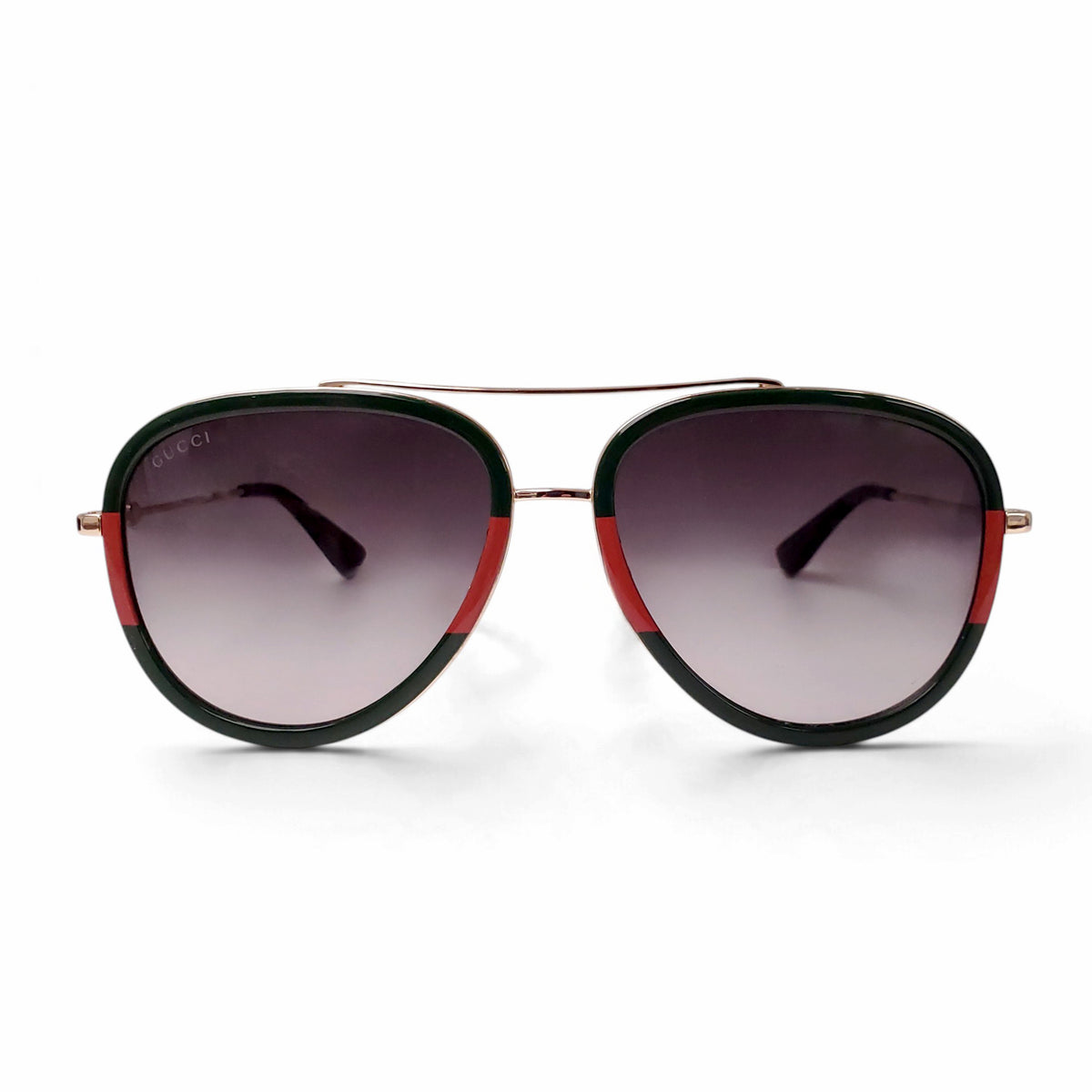 GUCCI GREEN AND RED AVIATOR SUNGLASSES