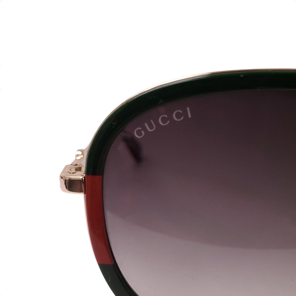GUCCI GREEN AND RED AVIATOR SUNGLASSES