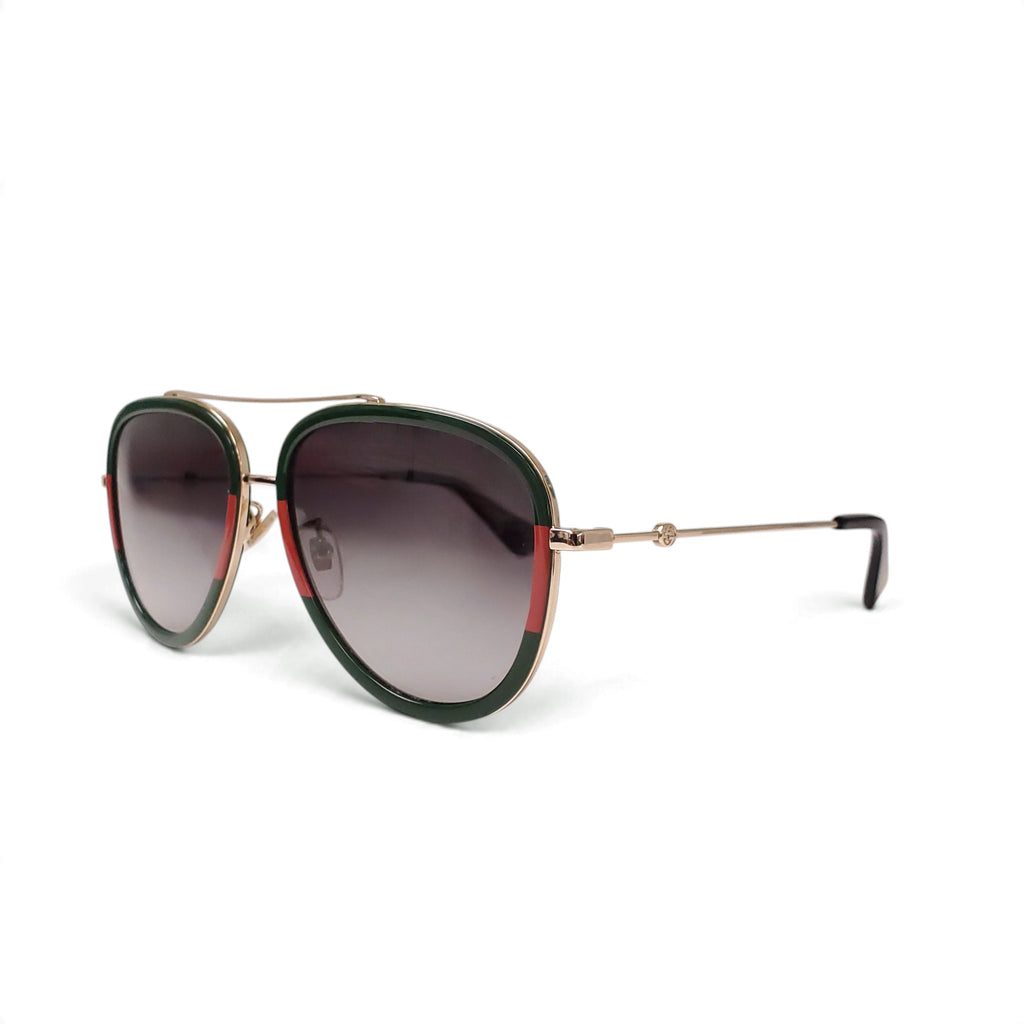GUCCI GREEN AND RED AVIATOR SUNGLASSES