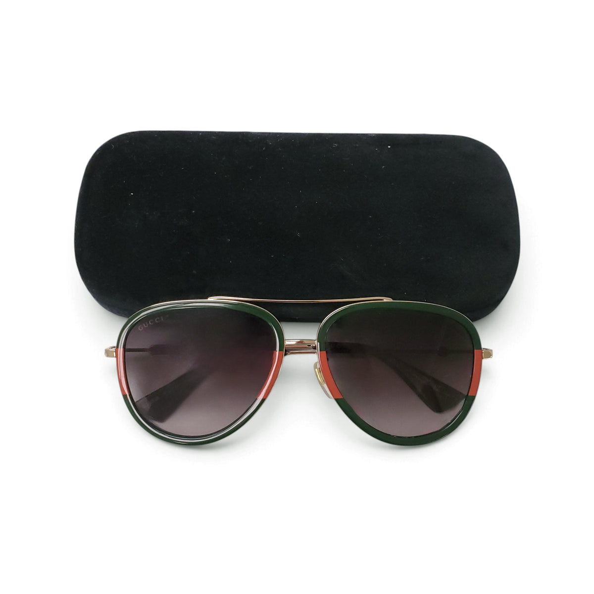 GUCCI GREEN AND RED AVIATOR SUNGLASSES