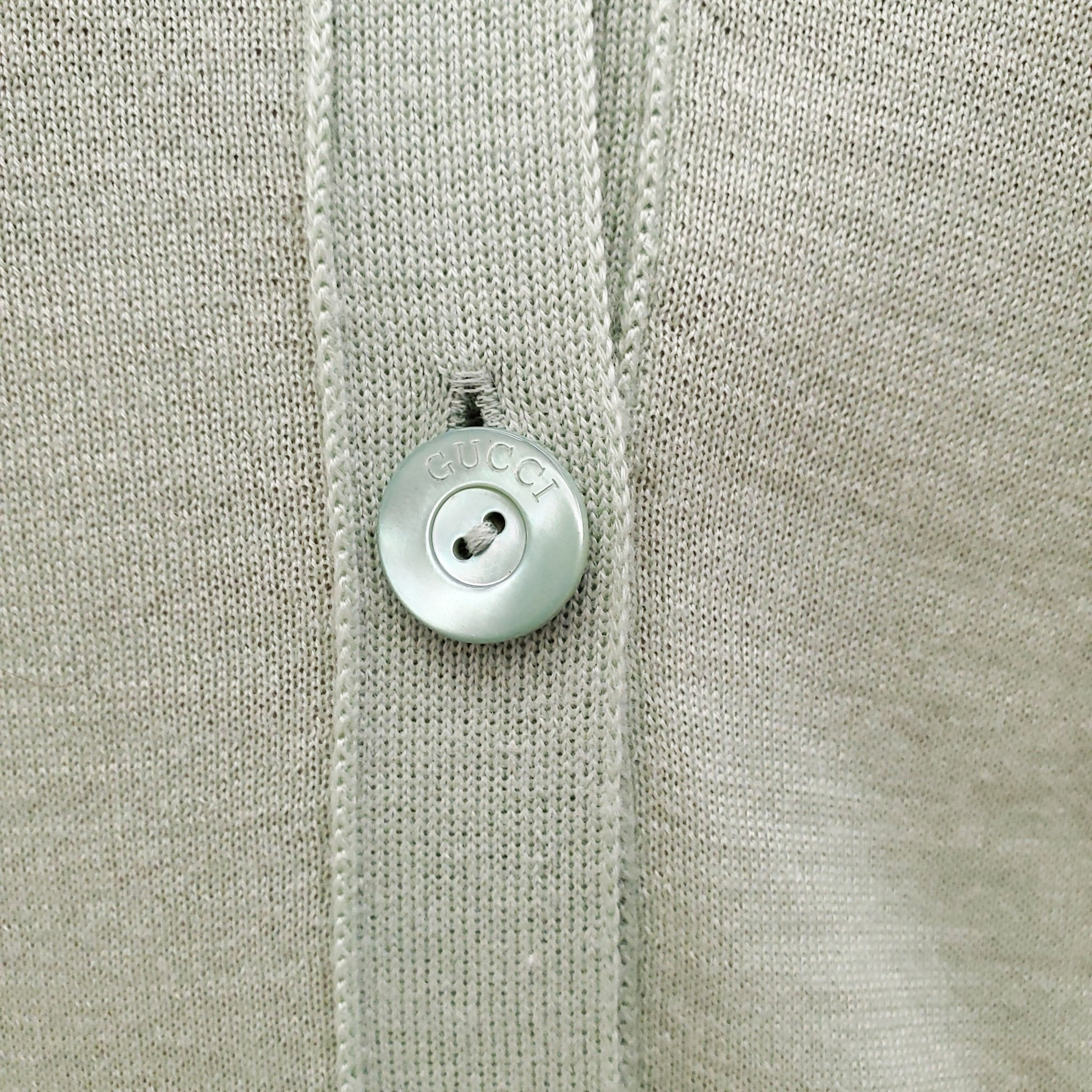 GUCCI GREEN CASHMERE & SILK LIGHTWEIGHT CARDIGAN WITH RIBBON STRIPE - SIZE XS