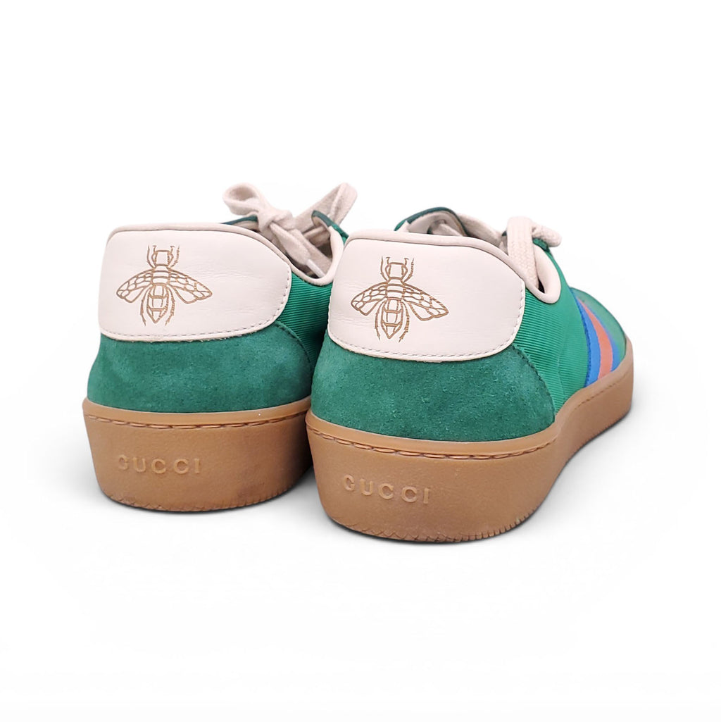 GUCCI GREEN SUEDE AND NYLON SNEAKERS - SIZE 38