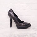 GUCCI GREY LEATHER SPECTATOR HEELS - SIZE 40