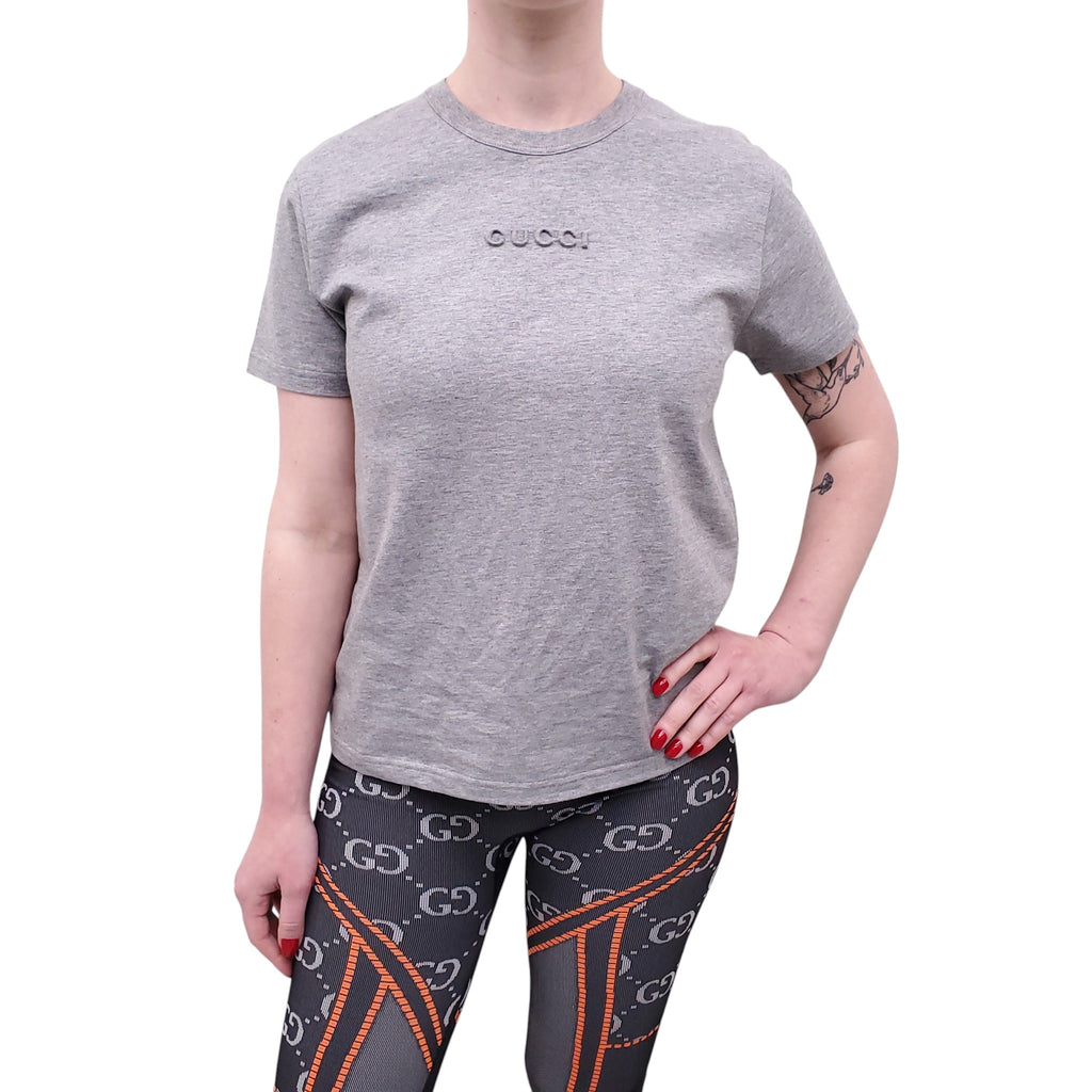 GUCCI GREY LOGO T-SHIRT - SIZE L