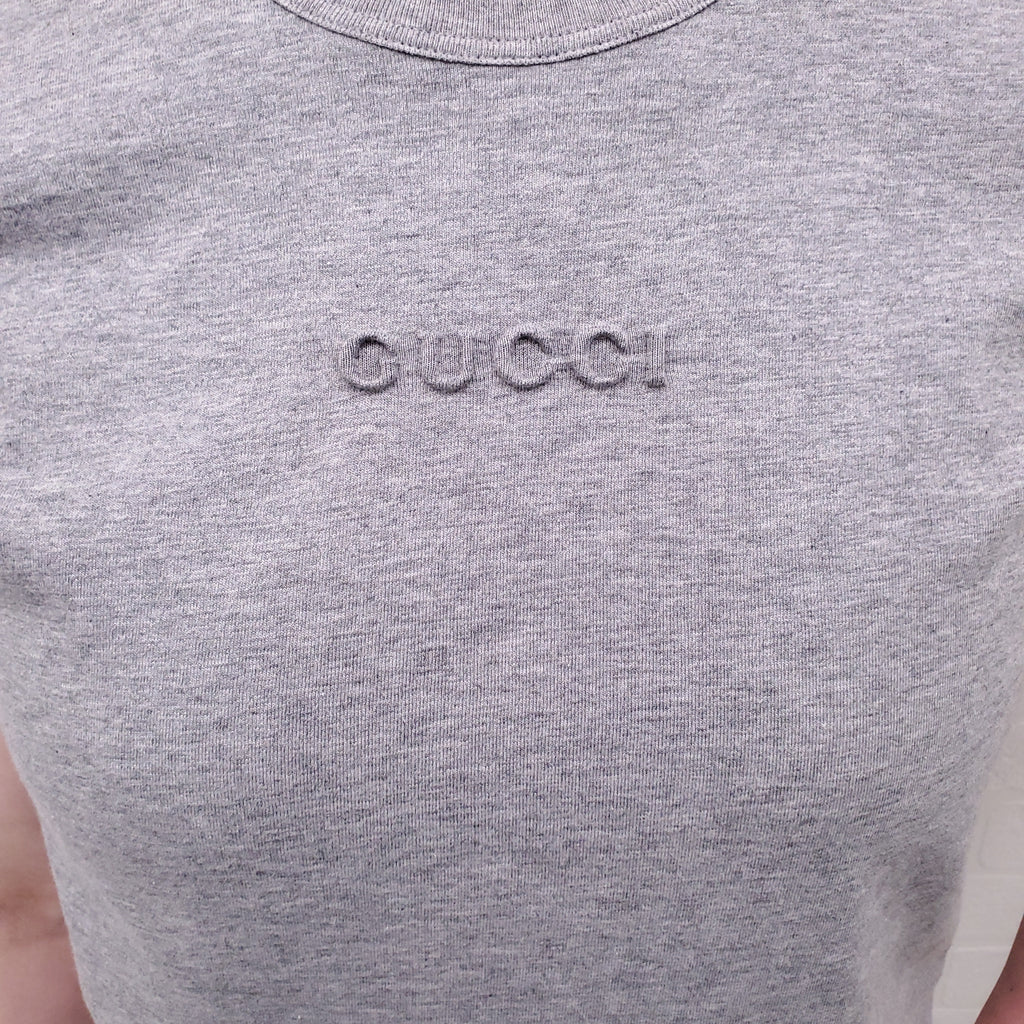 GUCCI GREY LOGO T-SHIRT - SIZE L