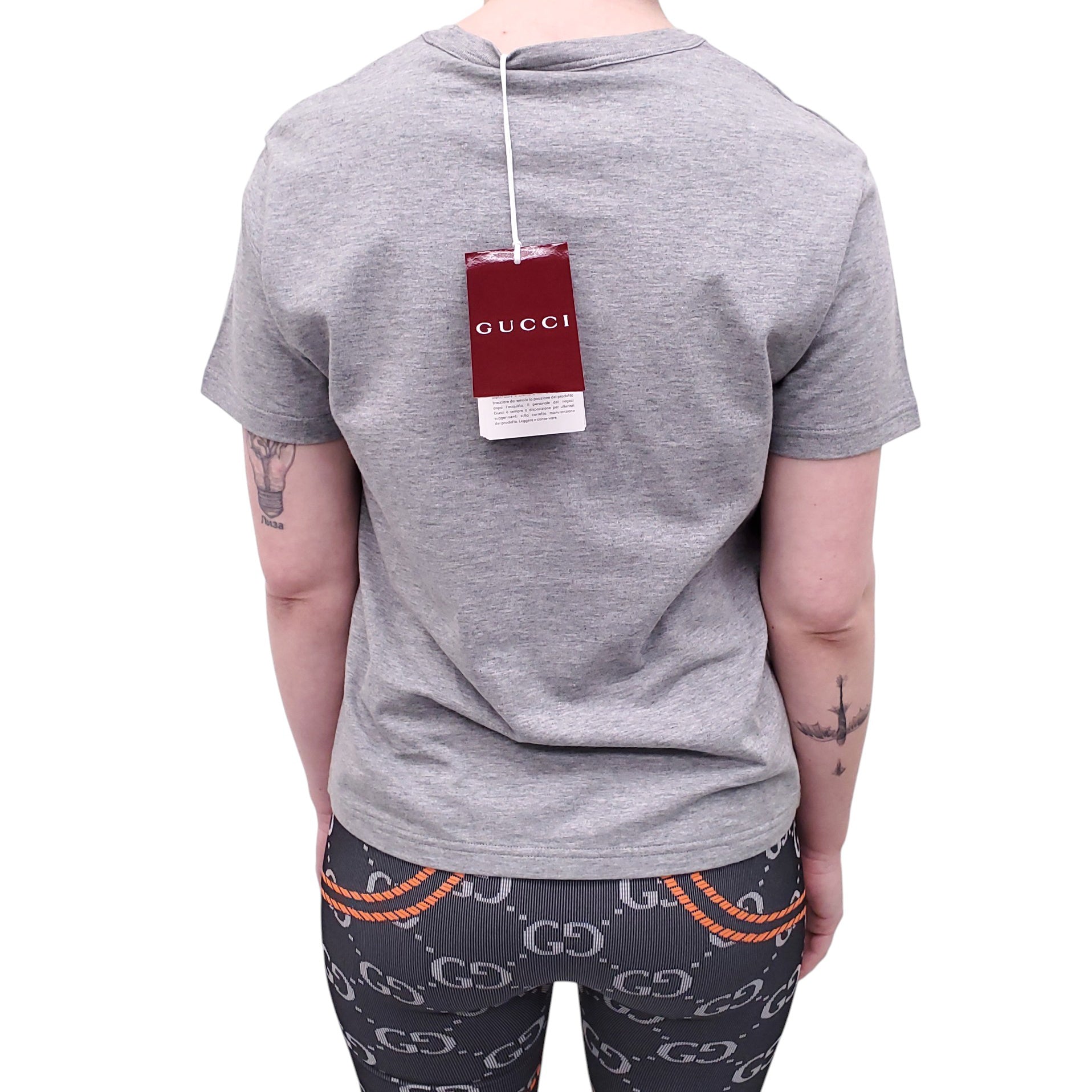 GUCCI GREY LOGO T-SHIRT - SIZE L