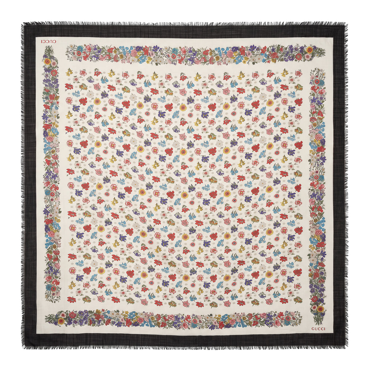 GUCCI LARGE MULTICOlOURED FLORAL PATTERNED FABRIC SHAWL