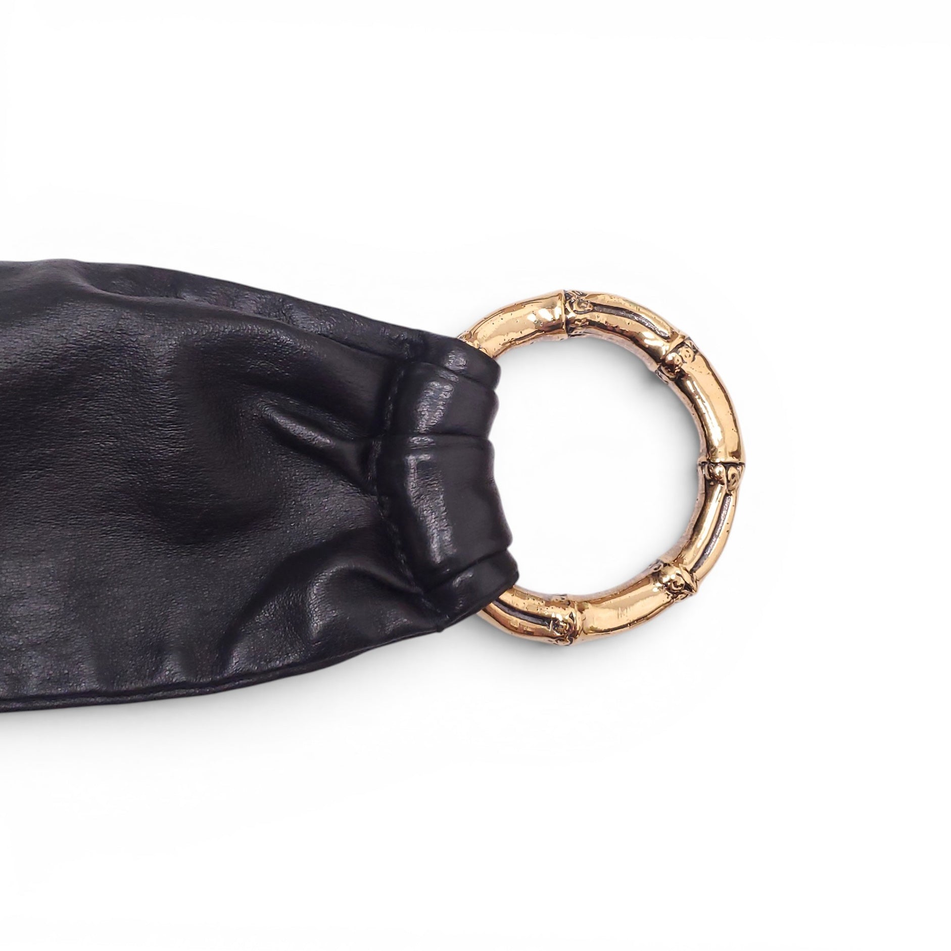GUCCI LEATHER WAIST BELT WITH BAMBOO EMBLEM - SIZE 95
