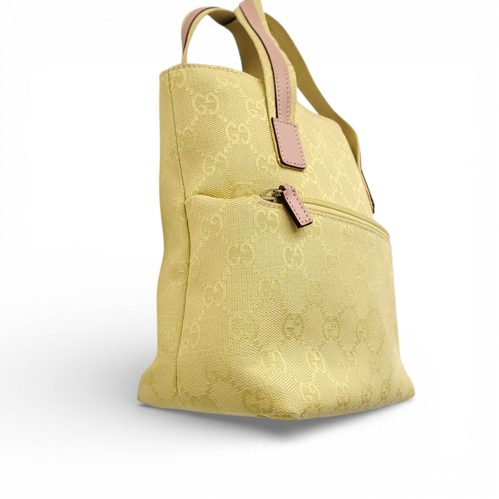 GUCCI LIME GREEN FABRIC LOGO BAG