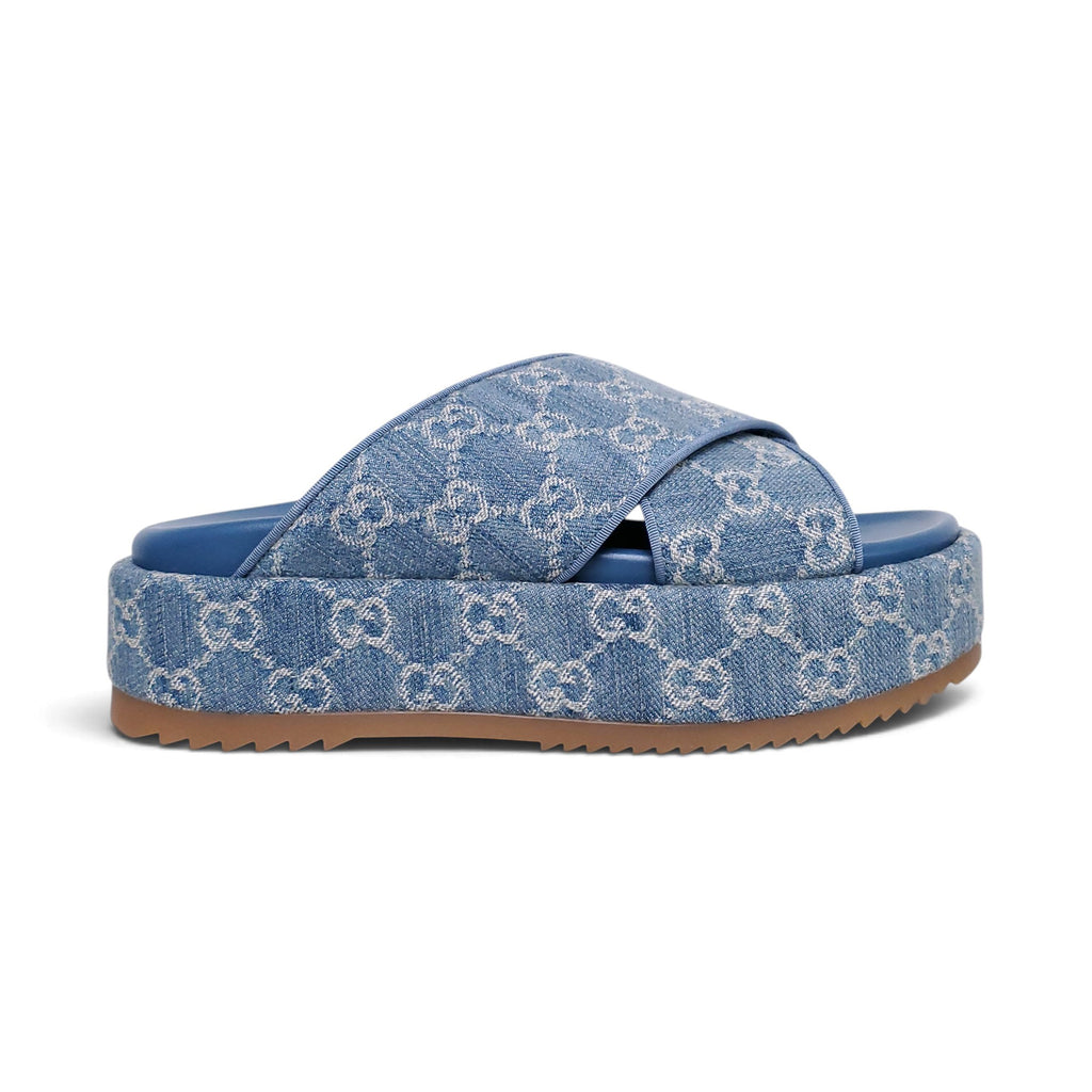 GUCCI LOGO PLATFORM SANDALS - SIZE 38.5