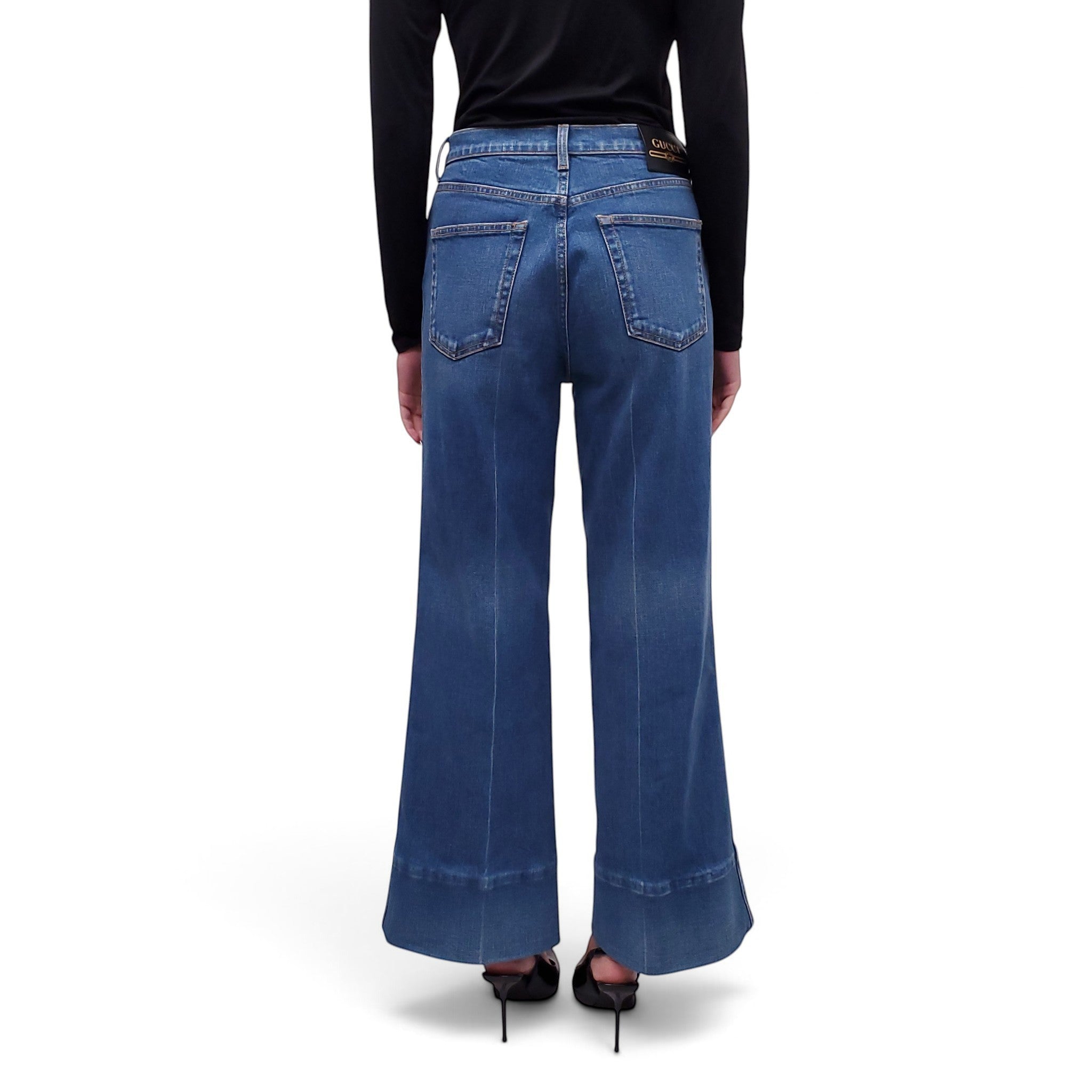 GUCCI LOGO WIDE LEG JEANS - SIZE 27