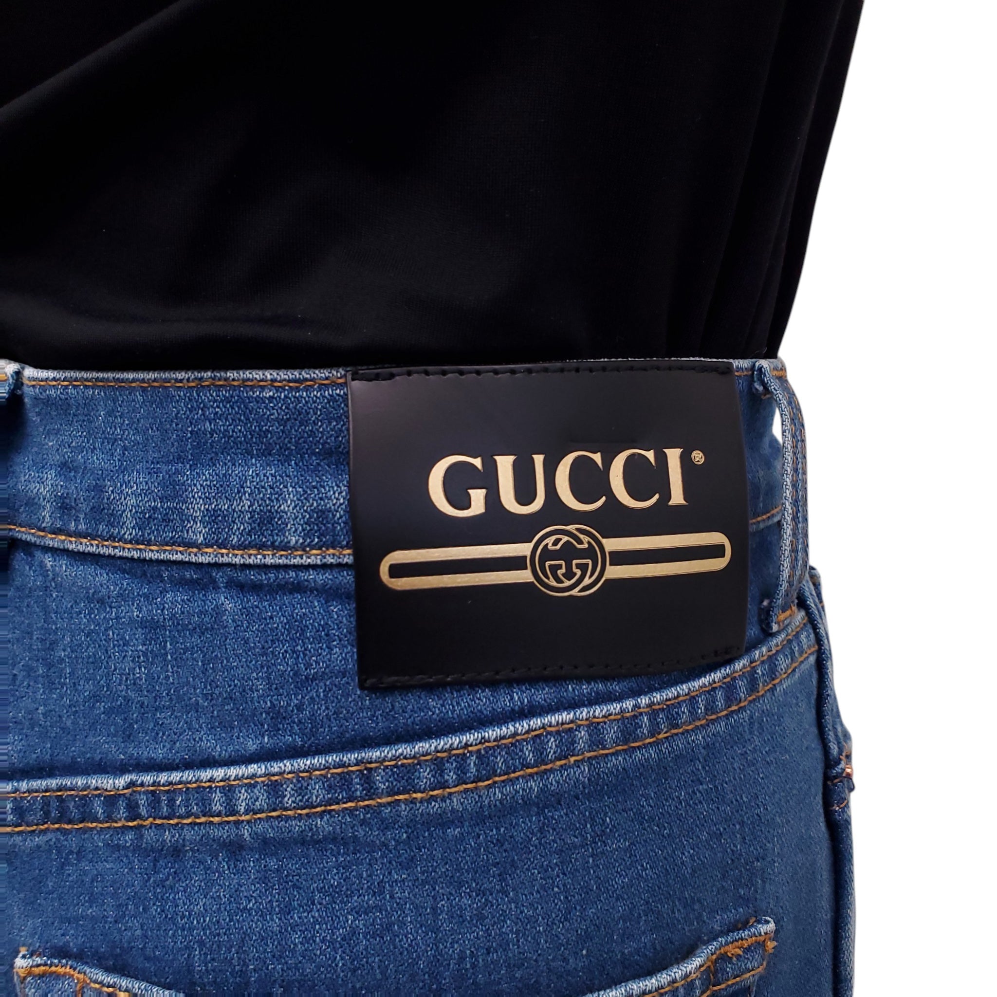 GUCCI LOGO WIDE LEG JEANS - SIZE 27