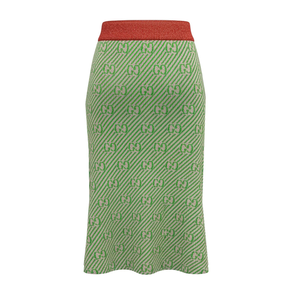 GUCCI MONOGRAM METALLIC KNIT SKIRT - SIZE S