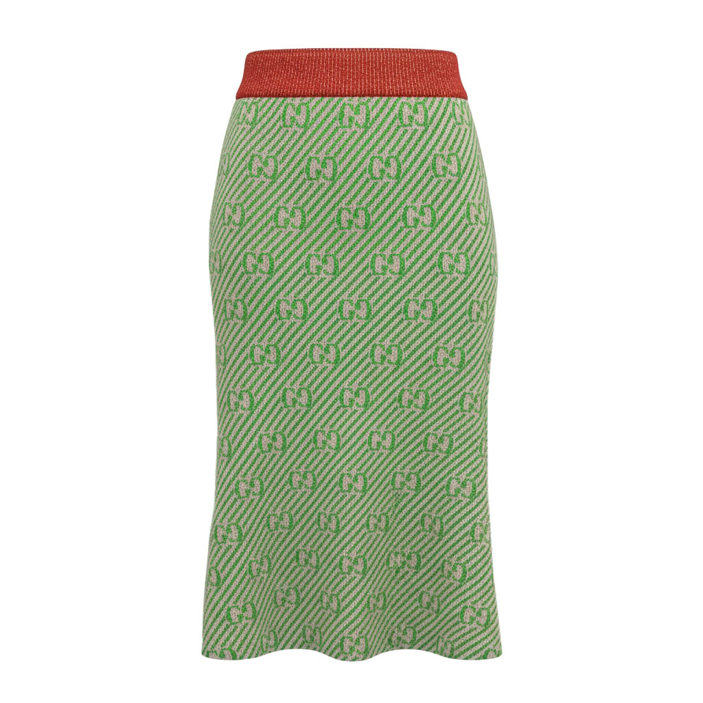 GUCCI MONOGRAM METALLIC KNIT SKIRT - SIZE S