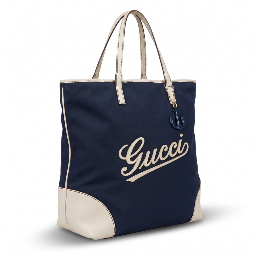 GUCCI NYLON LOGO SCRIPT TOTE BAG