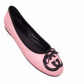 GUCCI PINK BALLERINA FLATS WITH LOGO DETAILS - SIZE 38