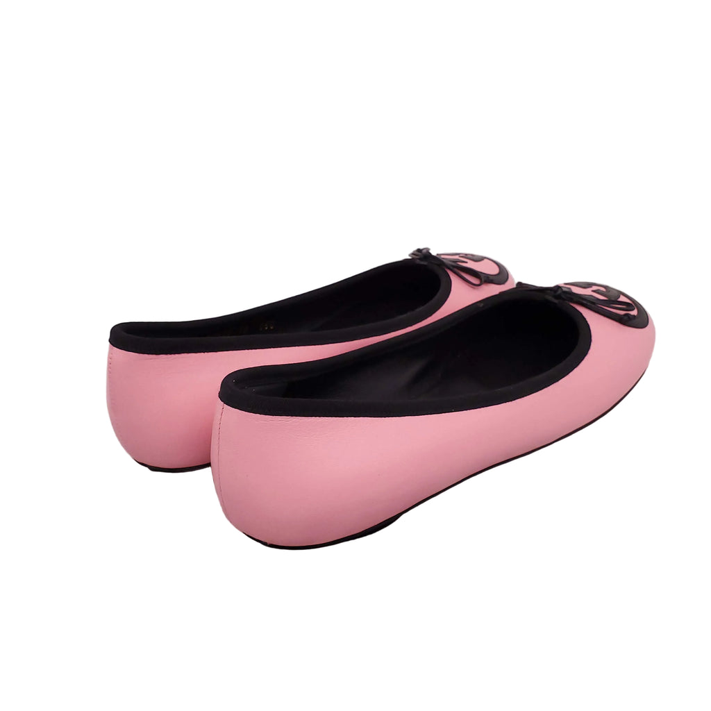 GUCCI PINK BALLERINA FLATS WITH LOGO DETAILS - SIZE 38