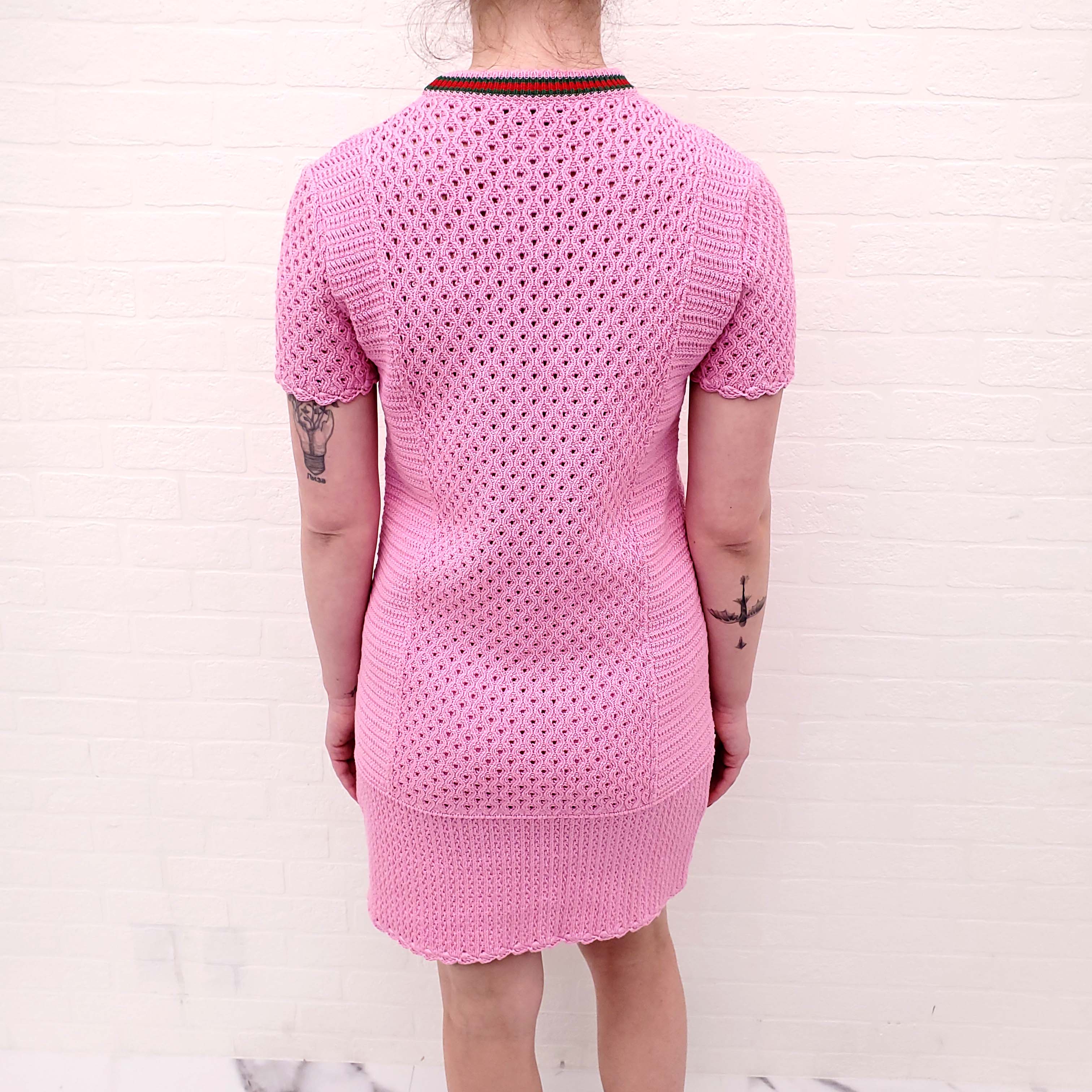GUCCI PINK CROCHET DRESS - SIZE XS