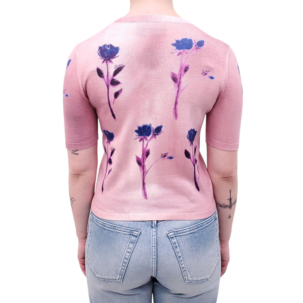 GUCCI PINK WOOL SILK FLORAL CARDIGAN SET - SIZE XS