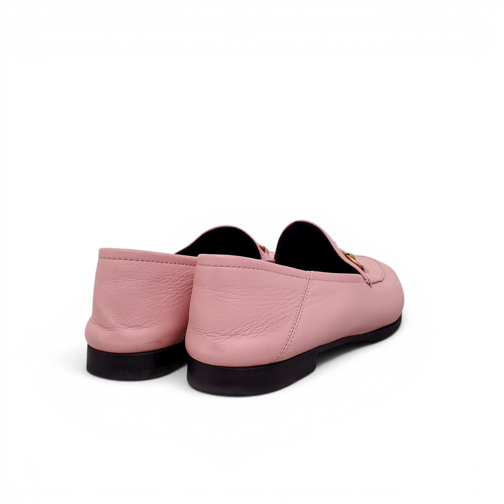GUCCI PINK LEATHER JORDAAN LOAFERS - SIZE 39.5