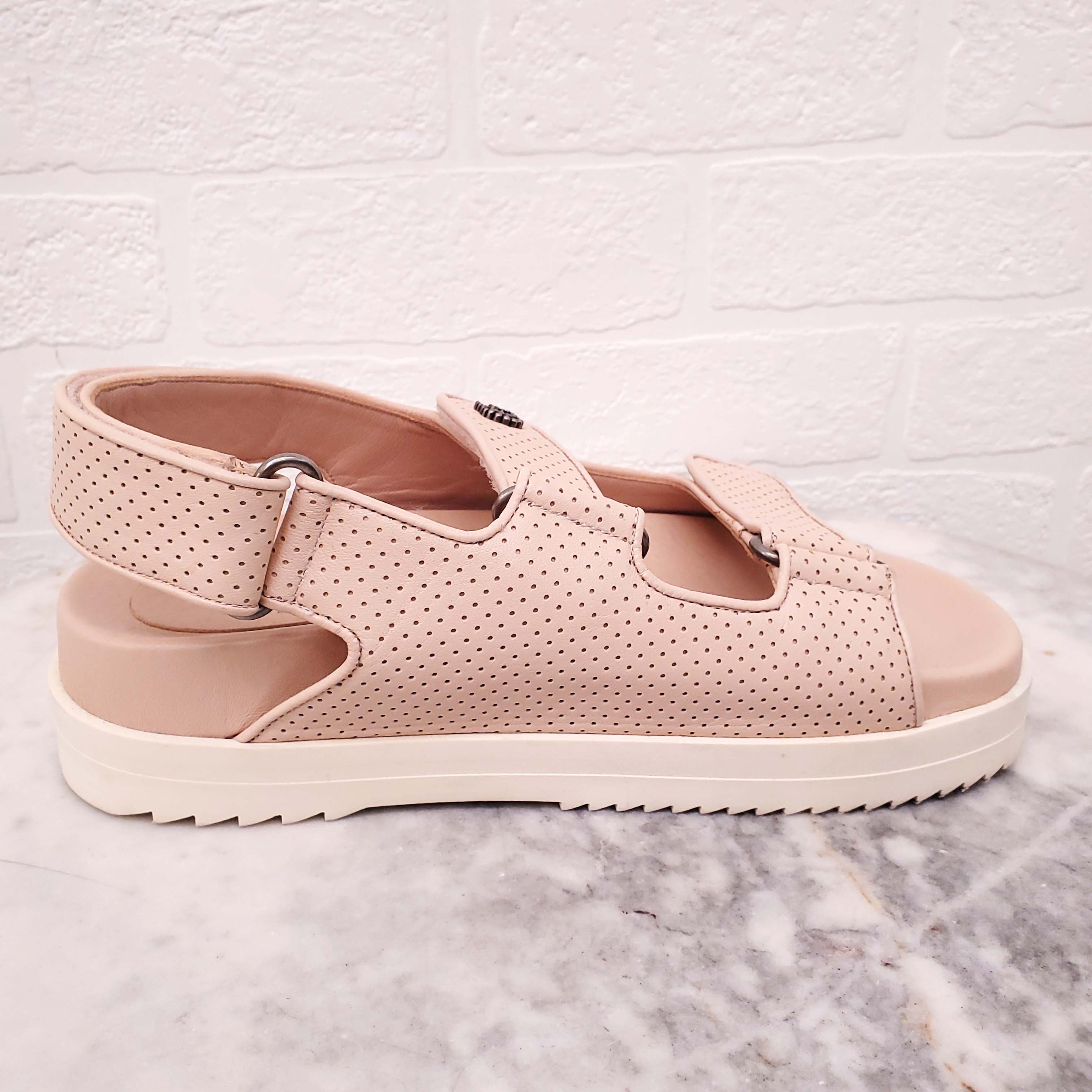 GUCCI PINK PERFORATED DAD SANDALS - SIZE 35
