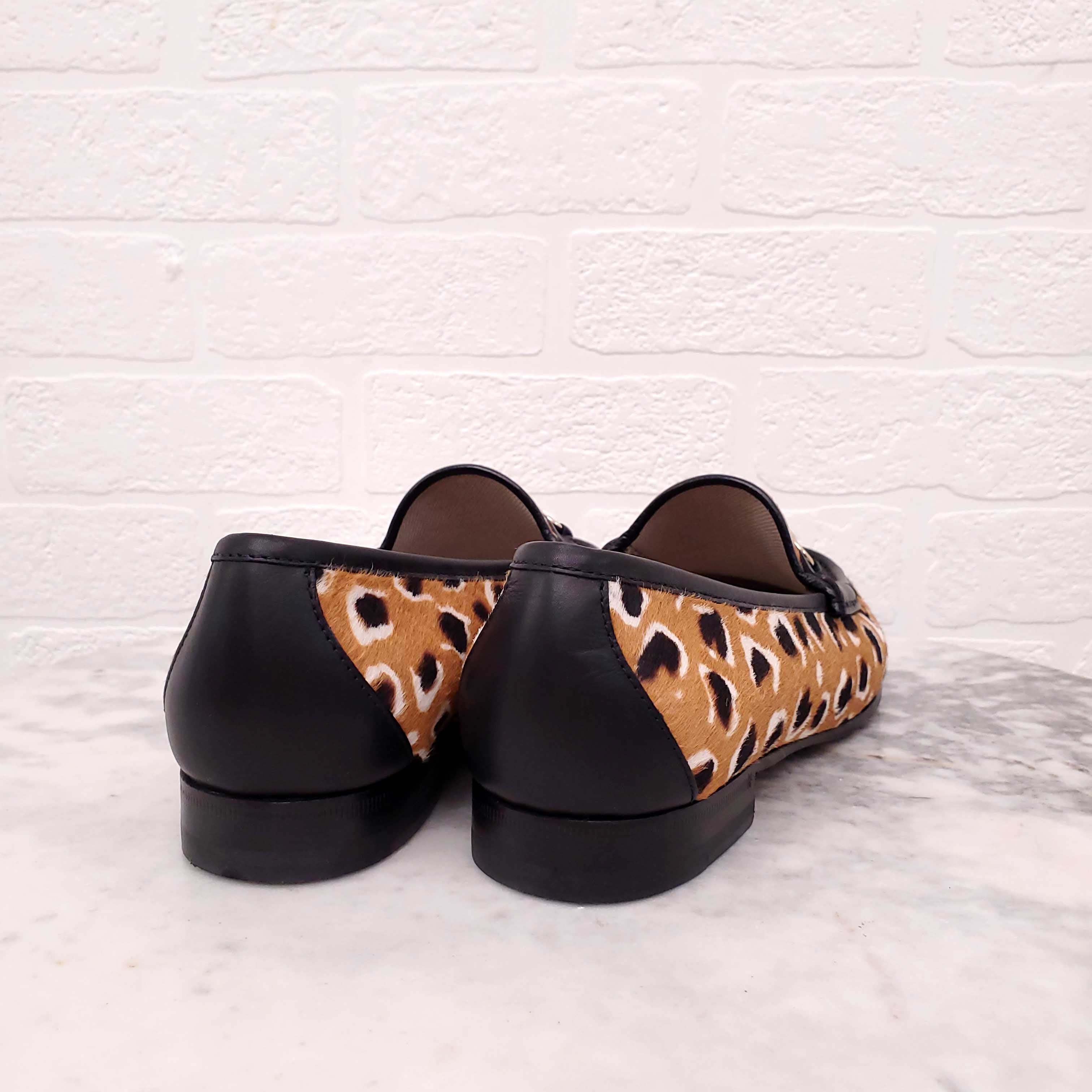 GUCCI PONY HAIR LEOPARD LOAFERS - SIZE 39.5
