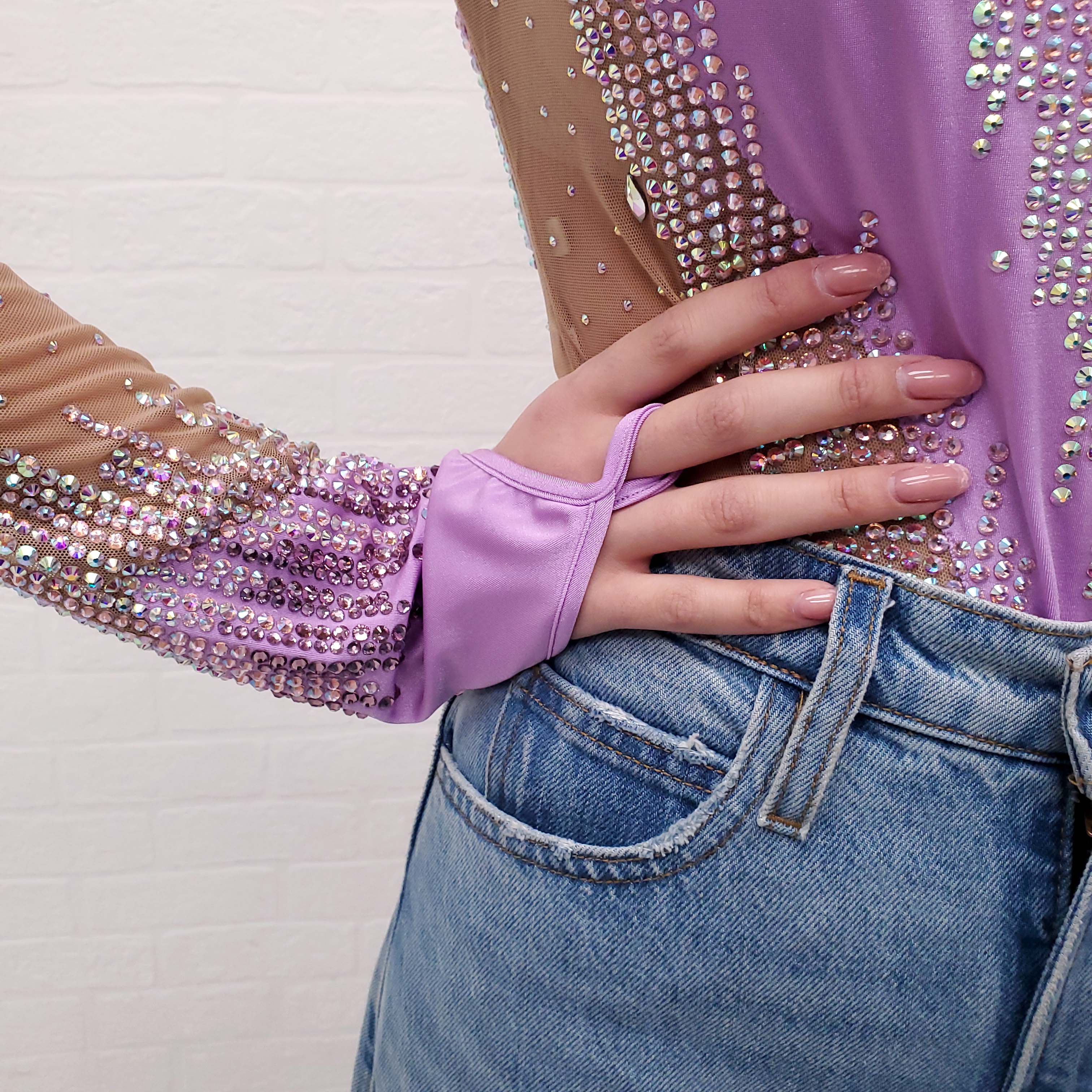 GUCCI PURPLE CRYSTAL AND MESH BODYSUIT - SIZE 46