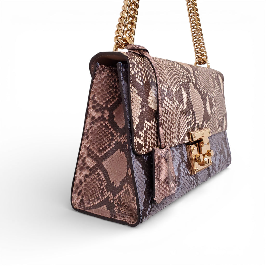 GUCCI PYTHON MEDIUM PADLOCK FLAP SHOULDER BAG