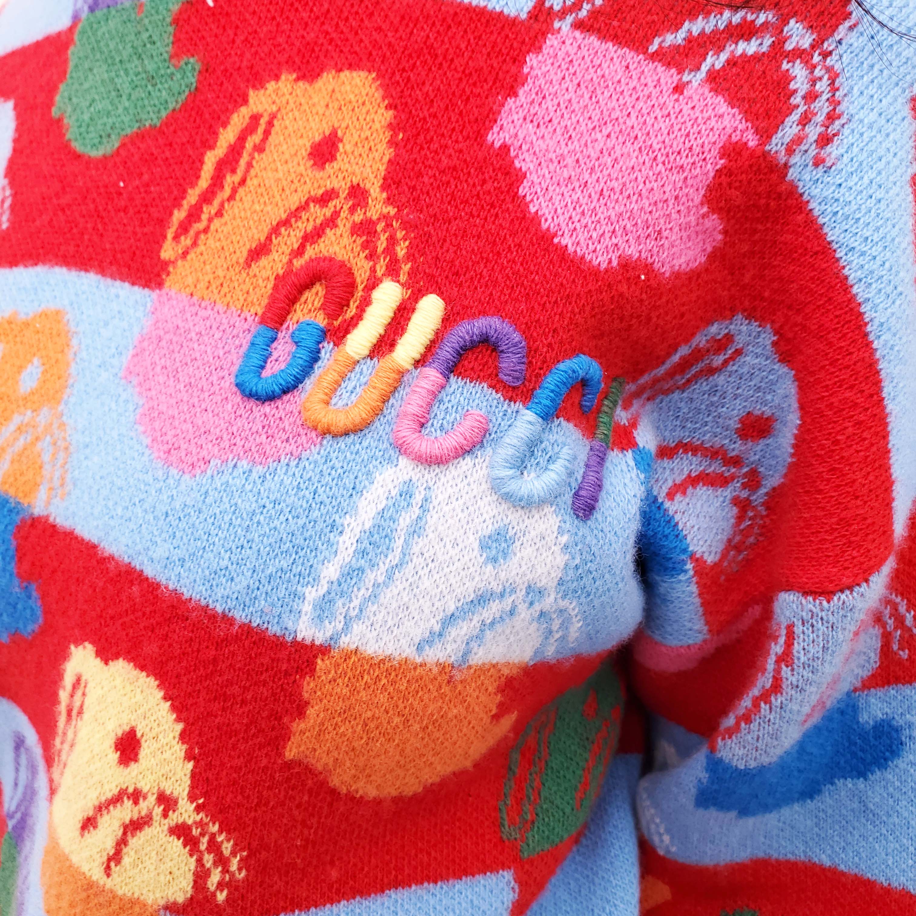 GUCCI RABBIT JACQUARD WOOL SWEATER - SIZE XXS (OVERSIZED)