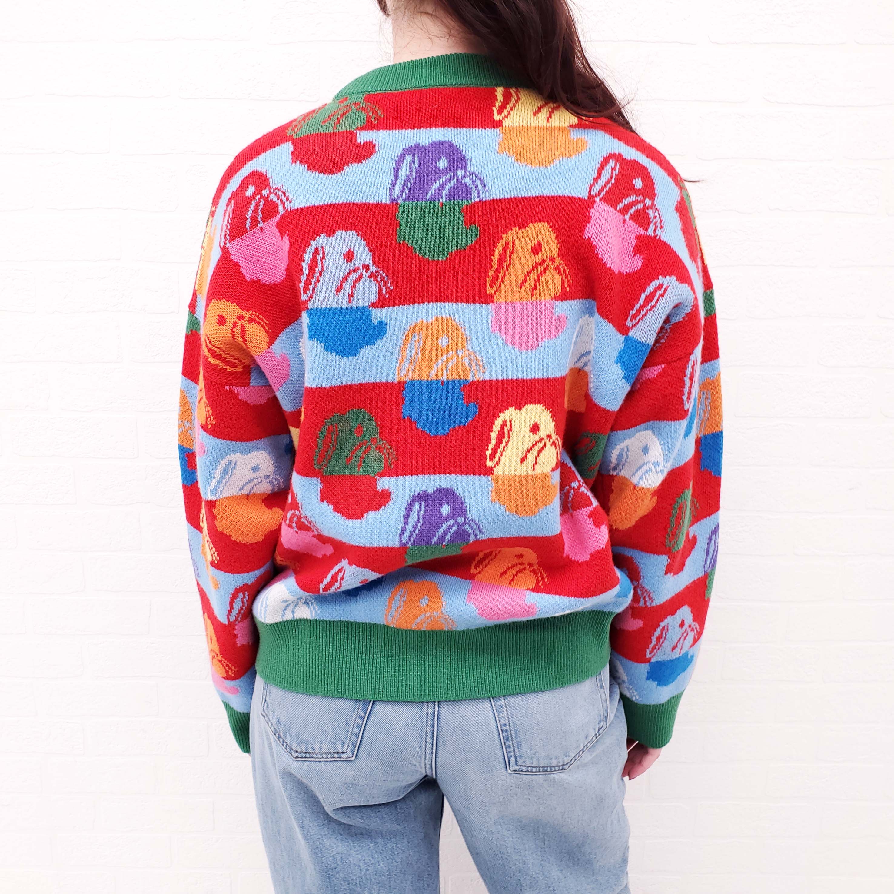 GUCCI RABBIT JACQUARD WOOL SWEATER - SIZE XXS (OVERSIZED)