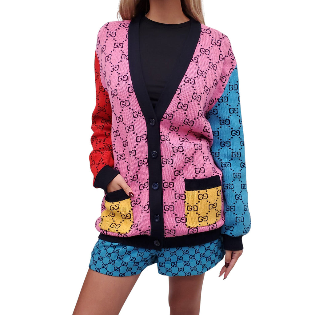 GUCCI OVERSIZED RAINBOW LOGO CARDIGAN - SIZE XS