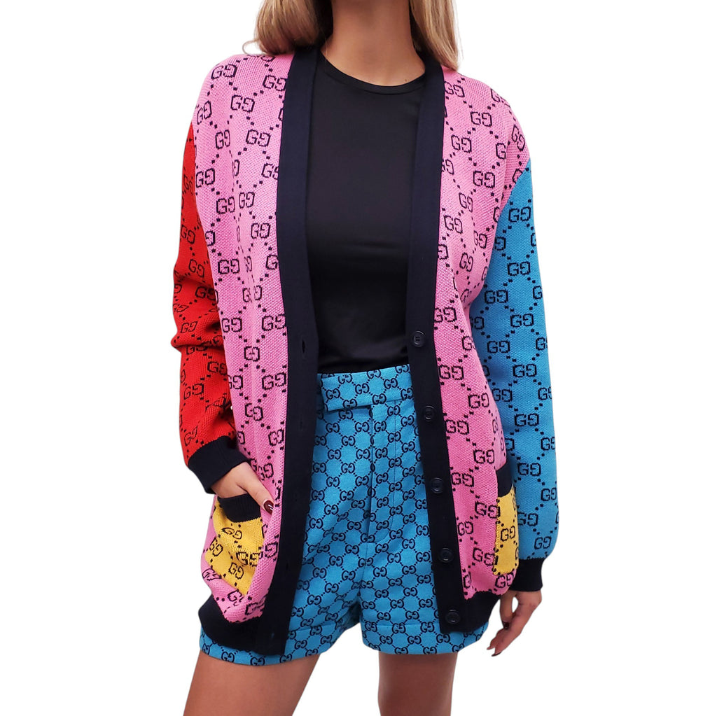 GUCCI OVERSIZED RAINBOW LOGO CARDIGAN - SIZE XS