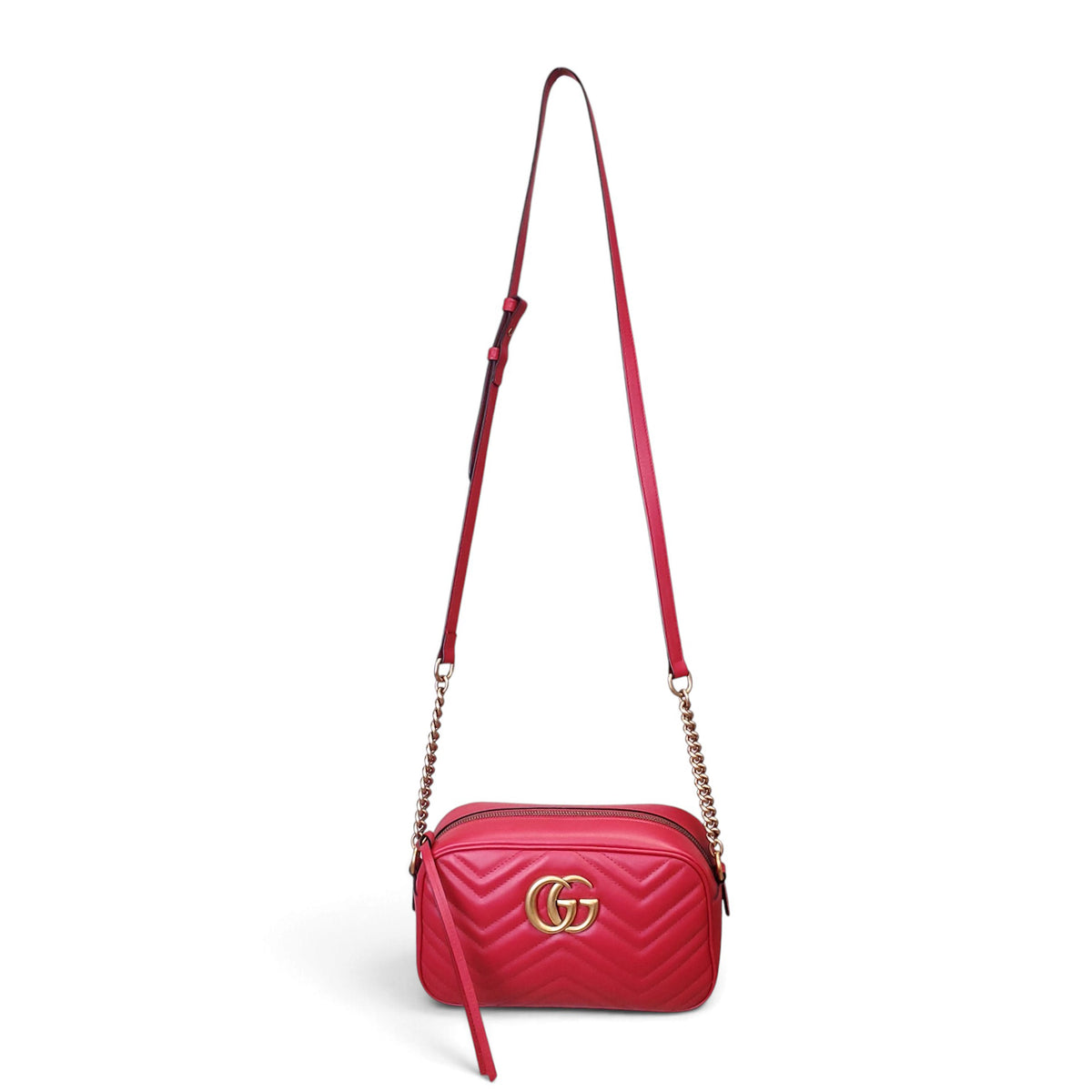 GUCCI RED CAMERA BAG GG MARMONT