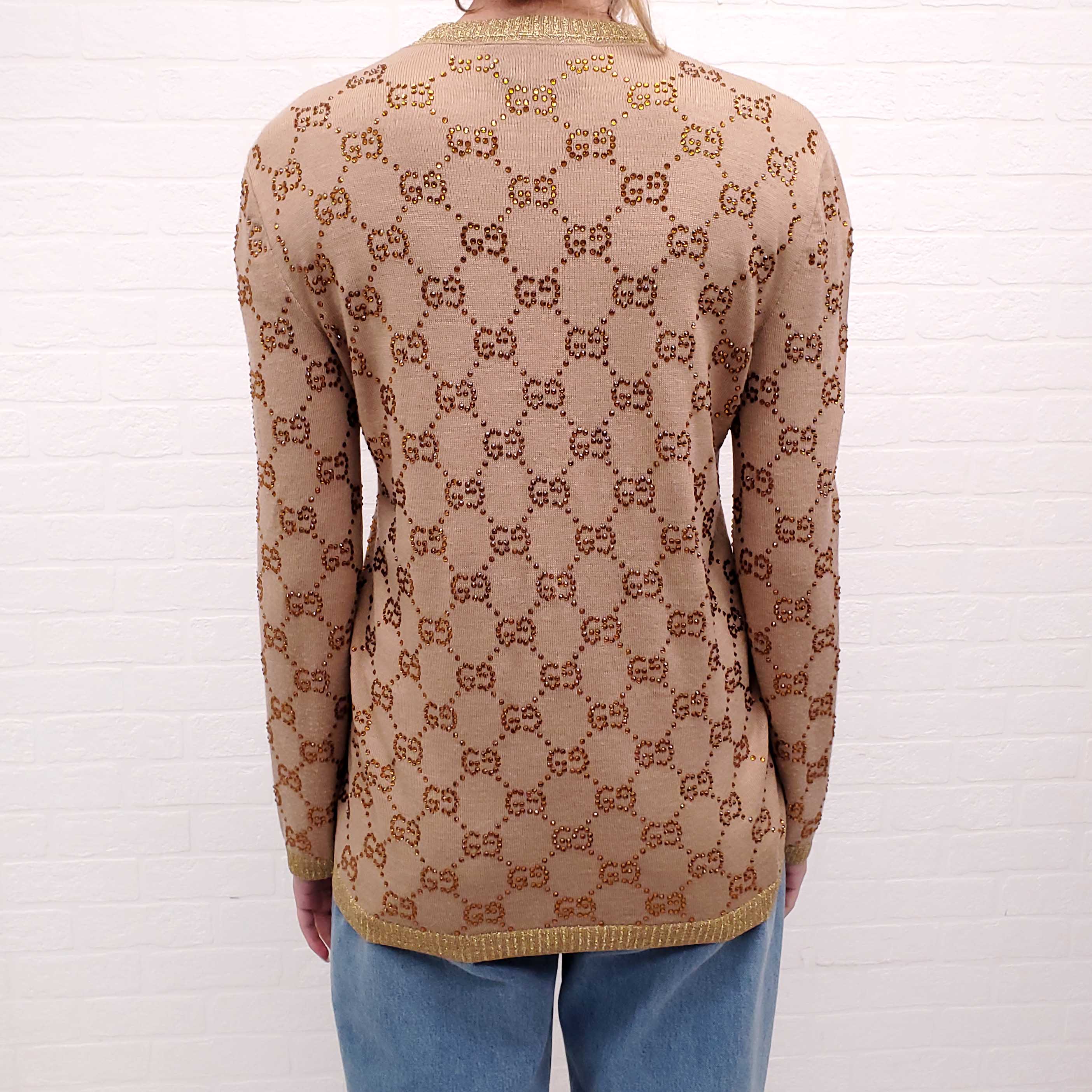GUCCI RHINESTONE CRYSTAL SWEATER - SIZE M
