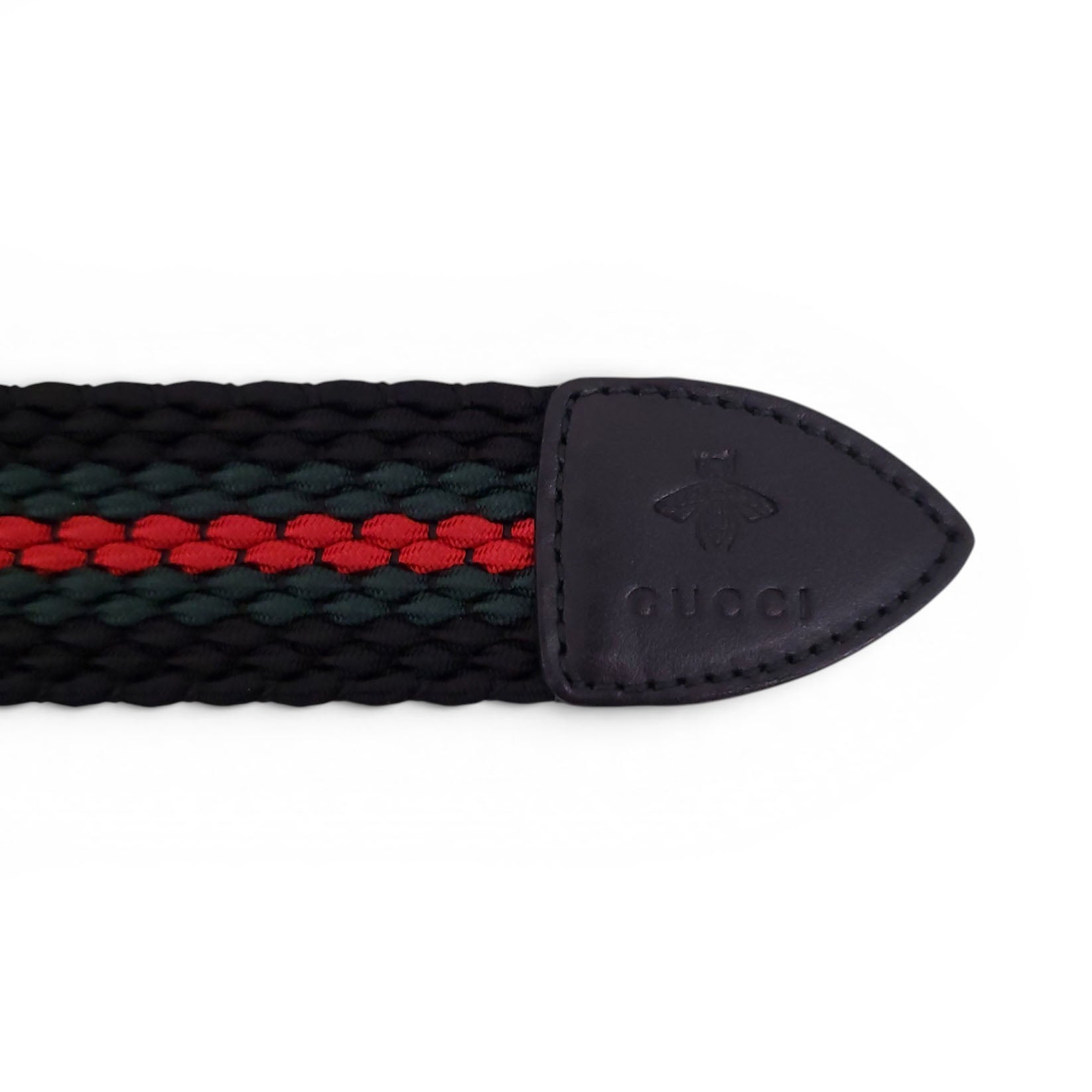 GUCCI RIBBON BELT WITH SILVER RECTANGULAR BUCKLE - SIZE 90