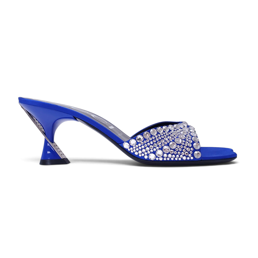 GUCCI SATIN ROYAL BLUE MULES WITH CRYSTALS - SIZE 39