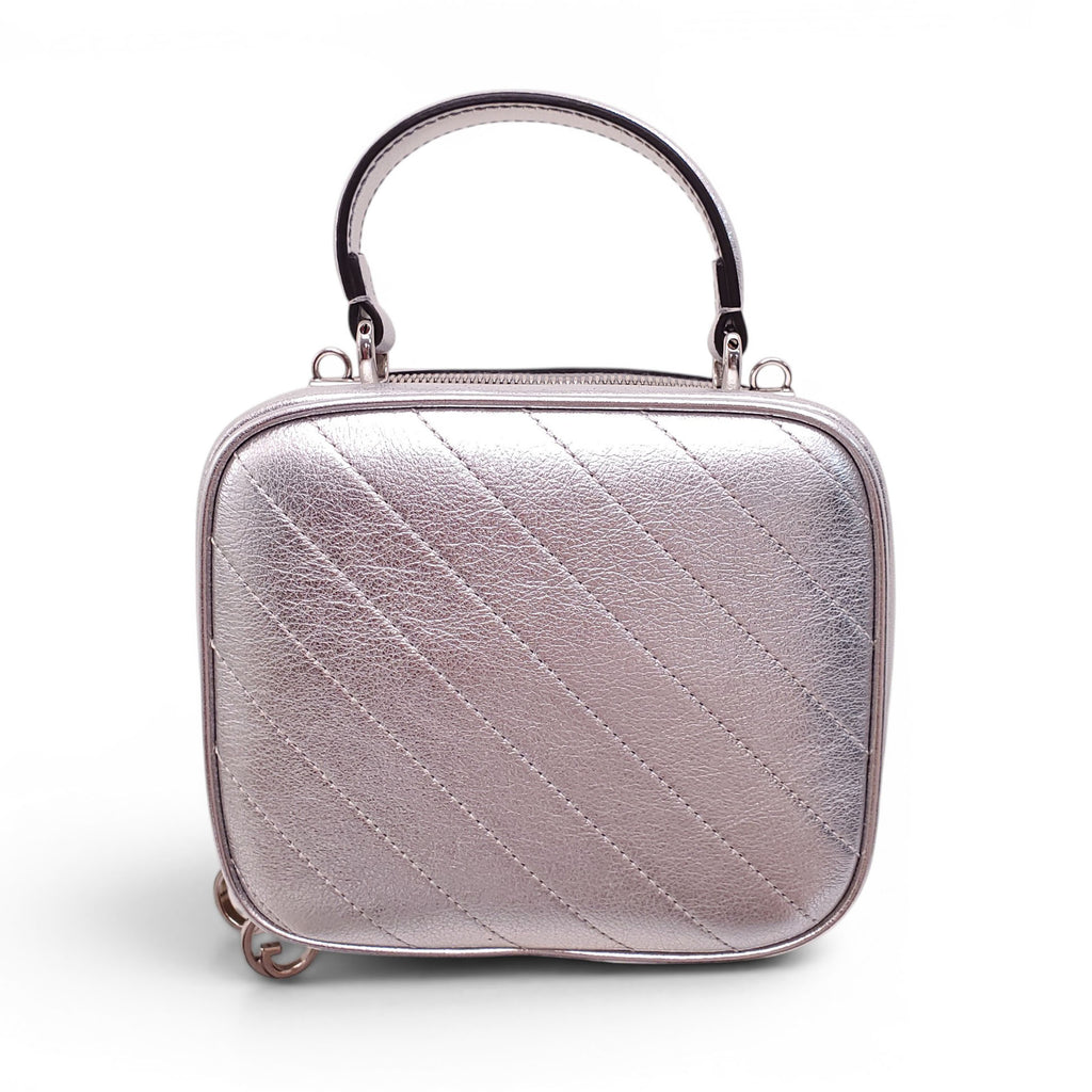 GUCCI SILVER METALLIC LOGO CROSSBODY BAG