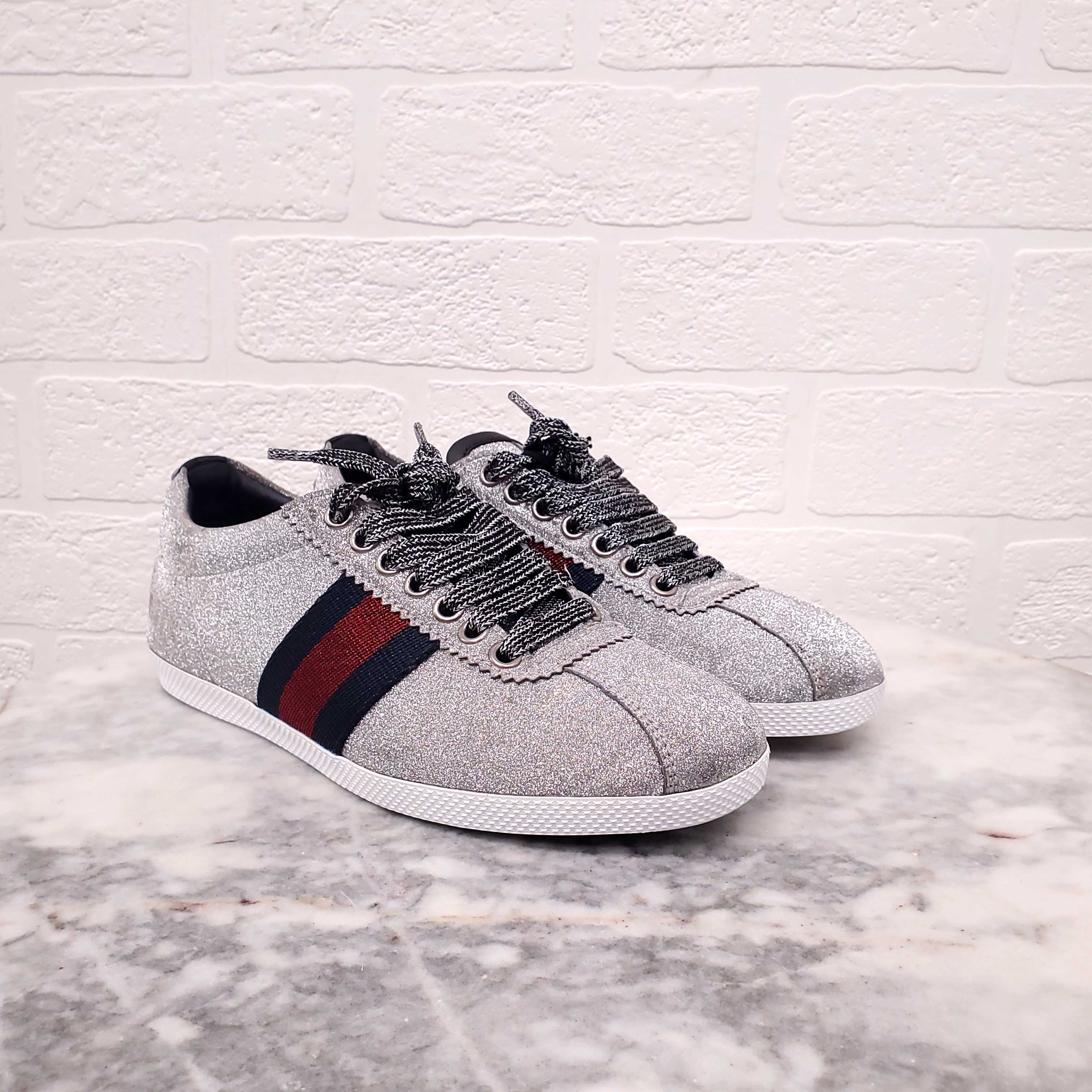 GUCCI SILVER SPIKE SNEAKERS - SIZE 35.5