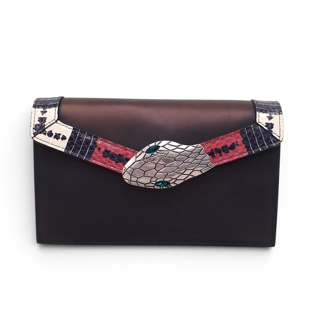 GUCCI SNAKESKIN-TRIMMED BLACK LILITH CHAIN BAG