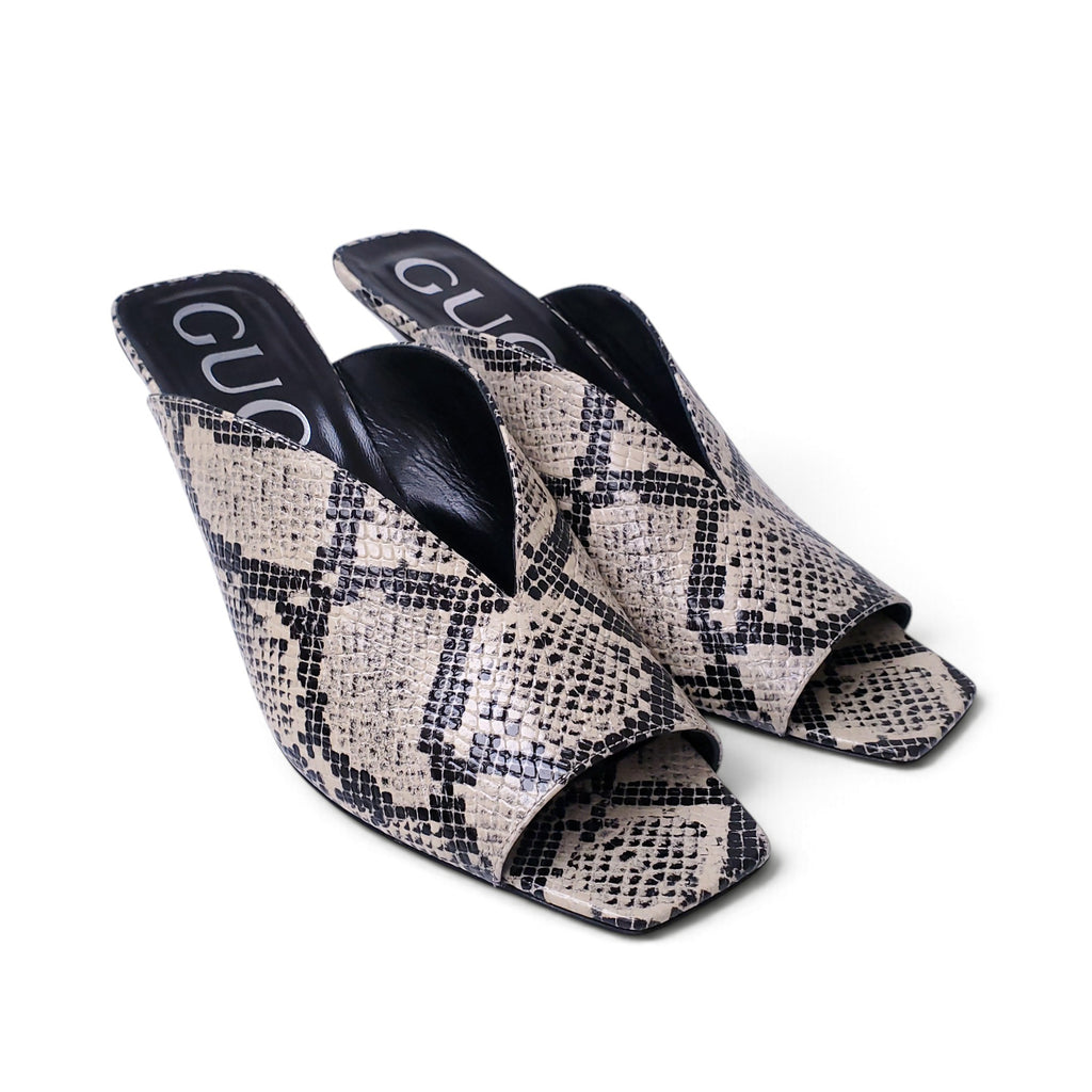 GUCCI SNAKESKIN HEELED MULES - SIZE 39