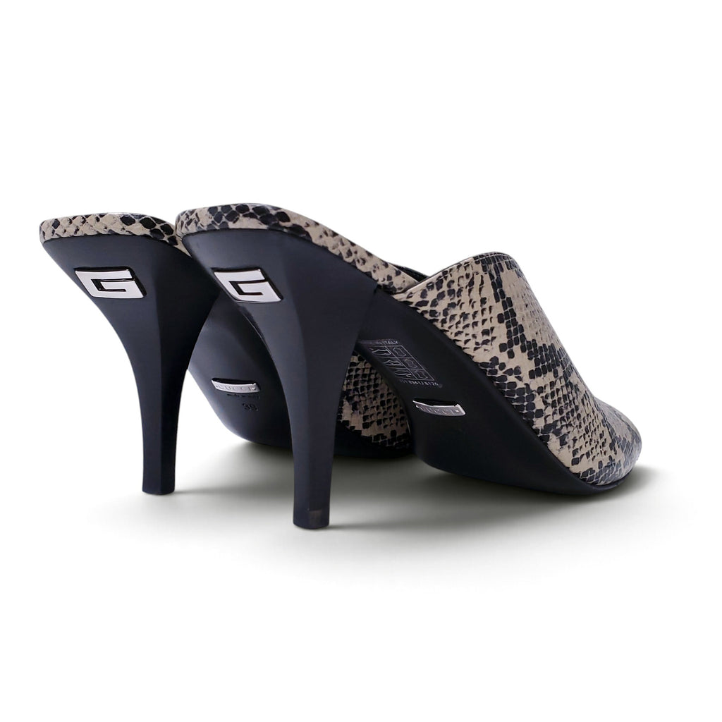 GUCCI SNAKESKIN HEELED MULES - SIZE 39